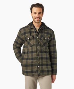 Water Repellent Flannel Hooded Shirt Jacket
