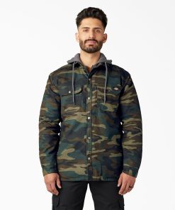 Water Repellent Duck Hooded Shirt Jacket