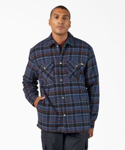 Water Repellent Fleece-Lined Flannel Shirt Jacket