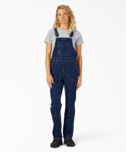 Women's Straight Fit Denim Double Front Bib Overalls