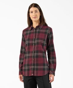 Women's Plaid Flannel Long Sleeve Shirt