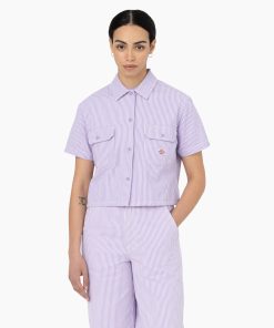 Women's Hickory Stripe Cropped Work Shirt