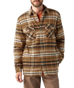 Water Repellent Fleece-Lined Flannel Shirt Jacket