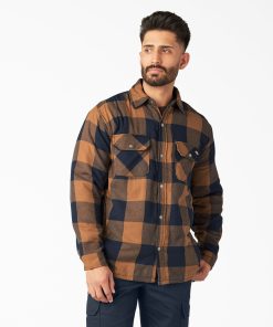 Water Repellent Fleece-Lined Flannel Shirt Jacket