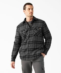 Water Repellent Fleece-Lined Flannel Shirt Jacket