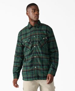 Water Repellent Fleece-Lined Flannel Shirt Jacket