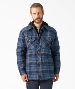 Water Repellent Flannel Hooded Shirt Jacket