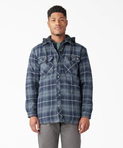 Water Repellent Flannel Hooded Shirt Jacket