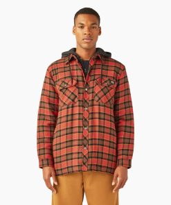 Water Repellent Flannel Hooded Shirt Jacket
