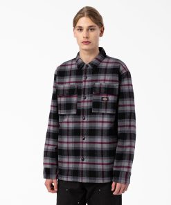 Flannel Quilted Lined Shirt Jacket