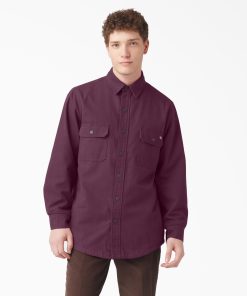 Long Sleeve Flannel-Lined Duck Shirt