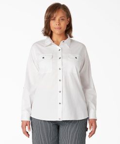 Women's Plus Long Sleeve Roll-Tab Work Shirt
