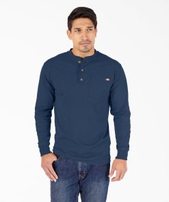 Heavyweight Heathered Long Sleeve Henley T-Shirt